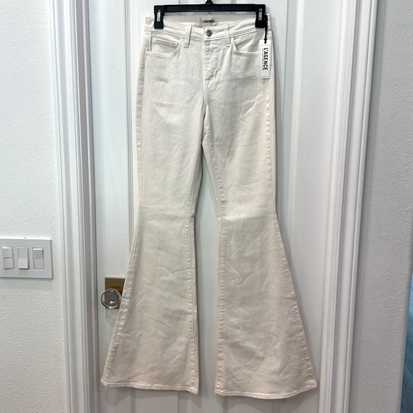 L'Agence Solana High Rise Flare Petal Bell Bottom Jeans Sz 25 Vintage White NWT - Picture 4 of 10